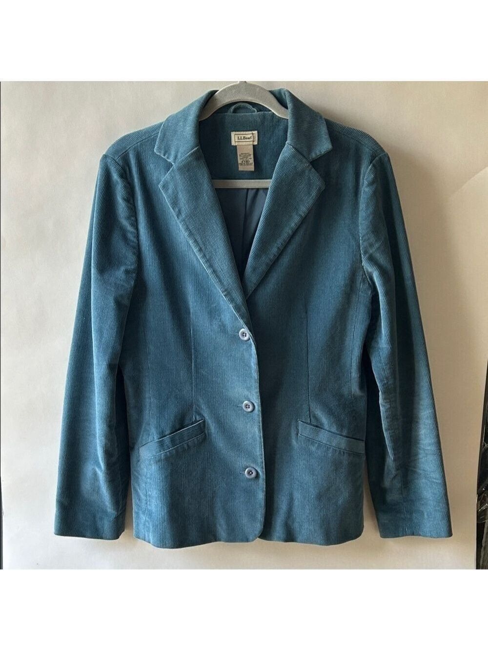 L.L. Bean Women's Blue Corduroy 3 Button Blazer